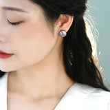 Purple Freshwater Pearl Sterling Silver Earrings Women