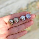 Purple Freshwater Pearl Sterling Silver Earrings Women
