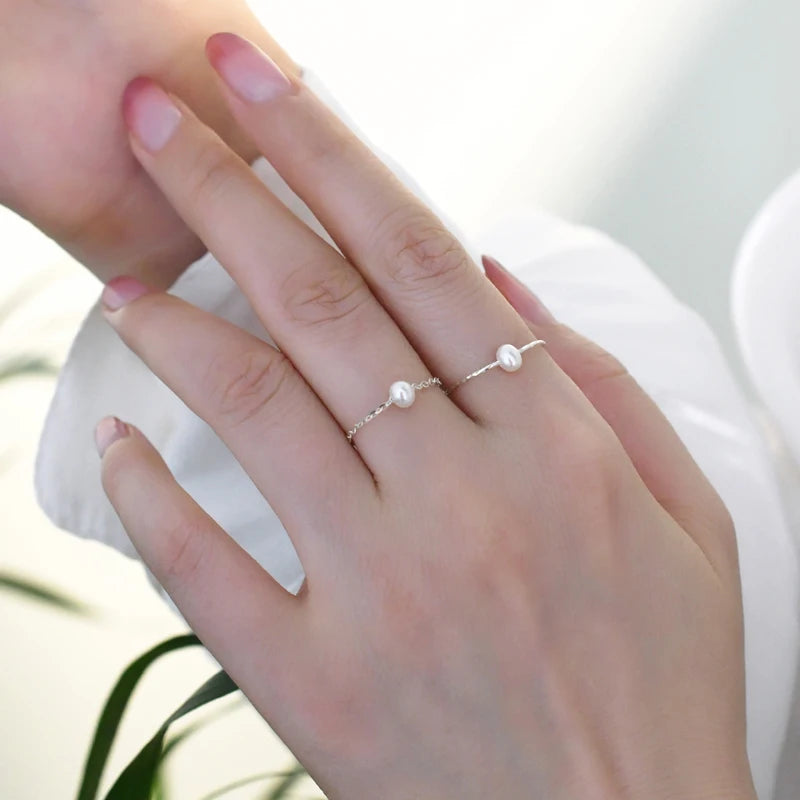 Freshwater Pearl Ring 925 Sterling Silver Jewelry for Girls