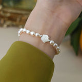 Pearl Shell Flower Bracelet 925 Silver Jewelry