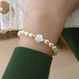 Pearl Shell Flower Bracelet 925 Silver Jewelry