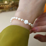 Pearl Shell Flower Bracelet 925 Silver Jewelry