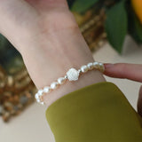 Pearl Shell Flower Bracelet 925 Silver Jewelry