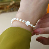Pearl Shell Flower Bracelet 925 Silver Jewelry