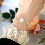 Freshwater Pearl Shell Flower Bracelet 925 Sterling Silver