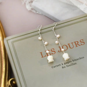 Freshwater Pearl Shell Flower Earrings 925 Sterling Silver Jewelry