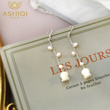 Freshwater Pearl Shell Flower Earrings 925 Sterling Silver Jewelry