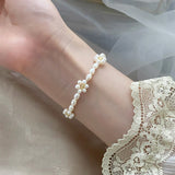 Freshwater Pearl Flower Bracelet 925 Sterling Silver Jewelry