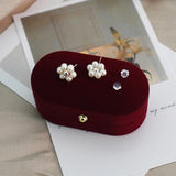 Natural Pearl Small Fower Stud Earrings 925 Sterling Silver Wedding Jewelry