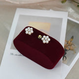 Natural Pearl Small Fower Stud Earrings 925 Sterling Silver Wedding Jewelry