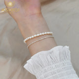Freshwater Pearl Stacking Bracelet 925 Silver Women's Jewelry