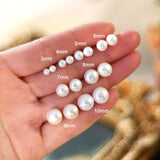 Freshwater Pearl Stud Earrings 925 Silver Women's Jewelry