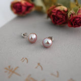 Freshwater Pearl Stud Earrings 925 Silver Women's Jewelry