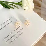 Freshwater Pearl Flower Ball Earrings 925 Sterling Silver