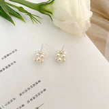 Freshwater Pearl Flower Ball Earrings 925 Sterling Silver