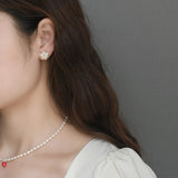 Freshwater Pearl Flower Ball Earrings 925 Sterling Silver