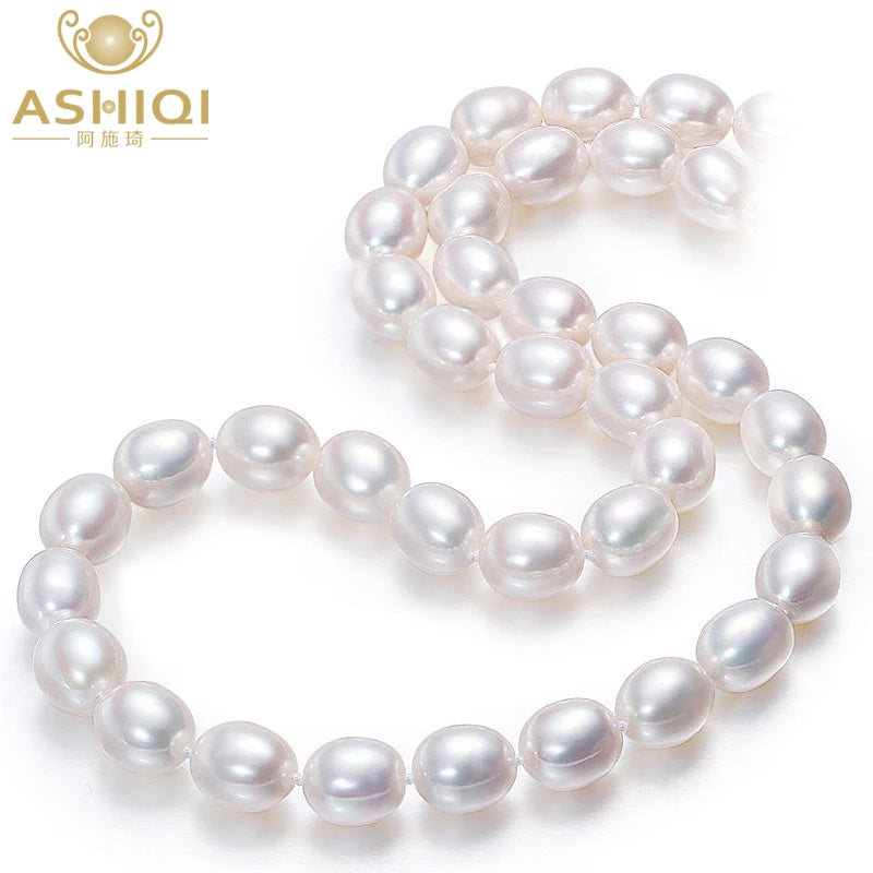 Freshwater Pearl Choker Necklace 7-8mm High Quality Cultured Rice Pearl