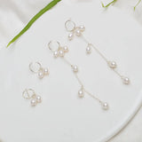 Natural Freshwater Pearl Earrings 925 Sterling Silver Women Wedding Gift