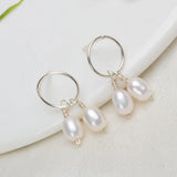 Natural Freshwater Pearl Earrings 925 Sterling Silver Women Wedding Gift