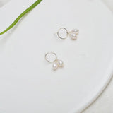 Natural Freshwater Pearl Earrings 925 Sterling Silver Women Wedding Gift