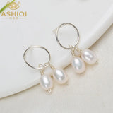 Natural Freshwater Pearl Earrings 925 Sterling Silver Women Wedding Gift