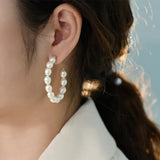 Freshwater Pearl 925 Silver Circle Hoop Earrings