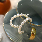 Freshwater Pearl 925 Silver Circle Hoop Earrings
