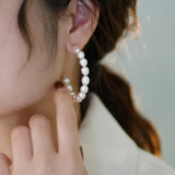 Freshwater Pearl 925 Silver Circle Hoop Earrings