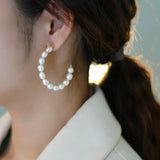 ASHIQI Freshwater Pearls 925 Silver Hoop Earrings Gift