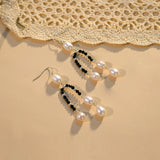 Freshwater Pearls Spinel Long Earrings 925 Silver Women's Jewelry