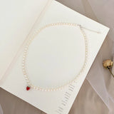 Freshwater Pearl Necklace Silver Chain Strawberry Pendant Jewelry