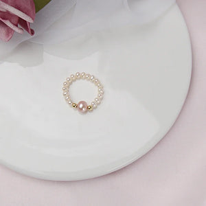 Freshwater Pearls Ring with Sterling Silver Beads - Wedding Gift