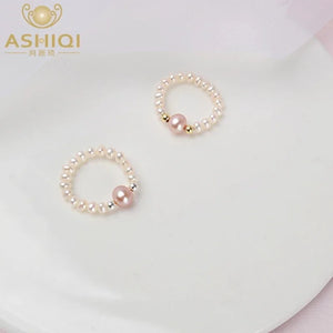 Freshwater Pearls Ring with Sterling Silver Beads - Wedding Gift