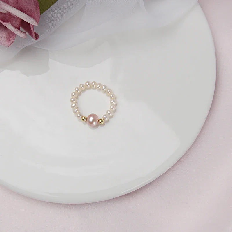 Freshwater Pearls Ring with Sterling Silver Beads - Wedding Gift