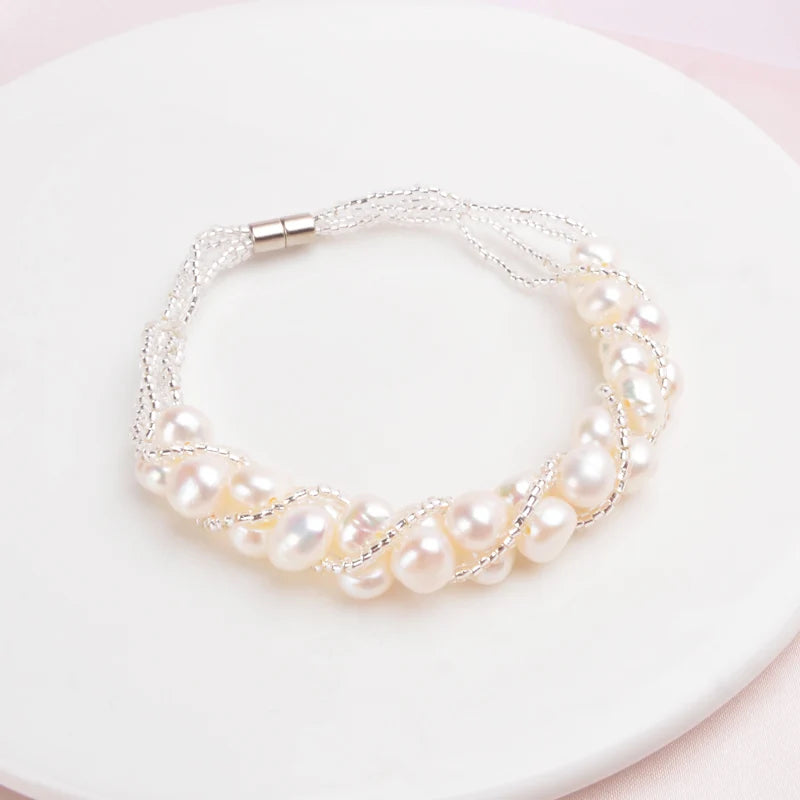 Freshwater Pearl Bracelet Glass Beads