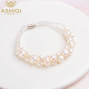 Freshwater Pearl Bracelet with Glass Beads for Women