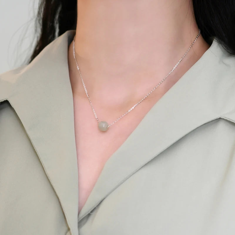 Hetian Jade 925 Silver Pendant Necklace Women's Jewelry