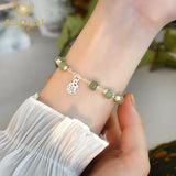Natural Jade 925 Silver Bracelet for Women