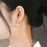 Natural Jade 925 Silver Earrings for Women