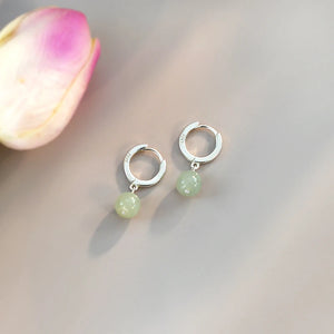 Natural Jade 925 Sterling Silver Earrings for Women