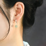 Natural Jade 925 Silver Earrings for Women