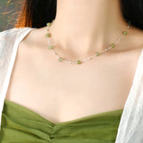 Natural Jade 925 Sterling Silver Necklace Ladies Jewelry