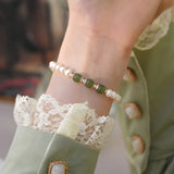 Jade Freshwater Pearl Sterling Silver Bracelet Jewelry for Women