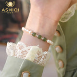 Jade Freshwater Pearl 925 Silver Bracelet Women Gift