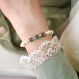 Jade Freshwater Pearl 925 Silver Bracelet Women Gift