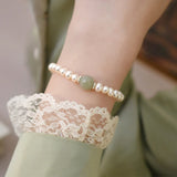 Natural Jade Freshwater Pearl 925 Sterling Silver Bracelet Women