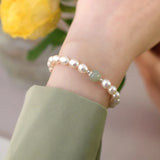 Jade Freshwater Pearl 925 Silver Bracelet for Women