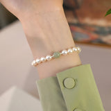 Jade Freshwater Pearl 925 Silver Bracelet for Women