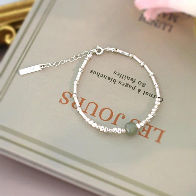 Jade Irregular 925 Silver Bracelet Jewelry for Women