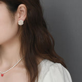 Pearl Flower Ball Earrings Elegant Accessory